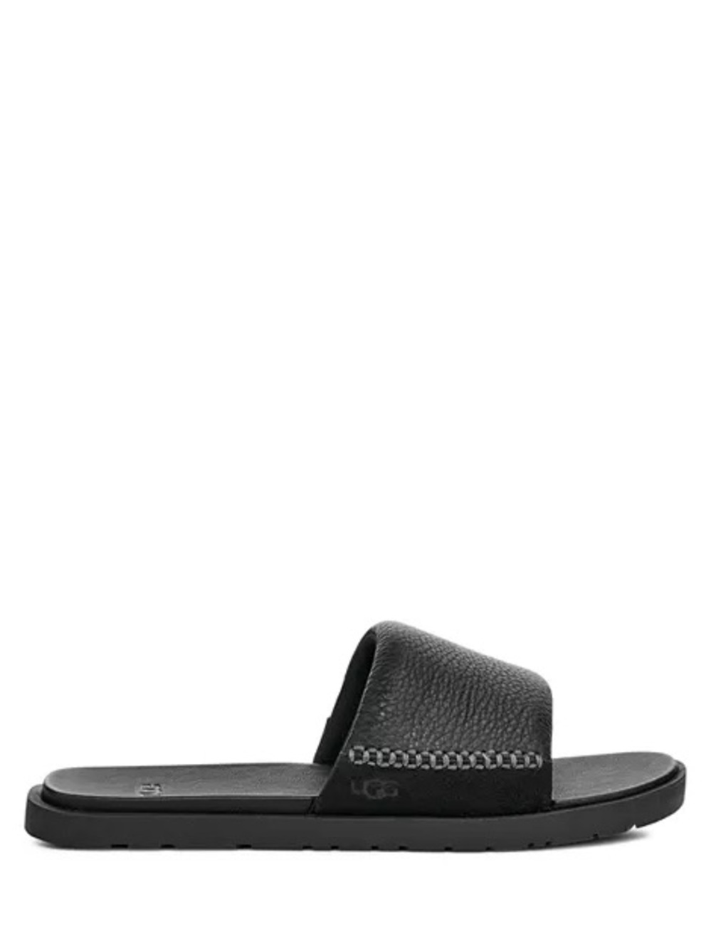 UGG Men’s Black Slide Sandal with Stitch Detail